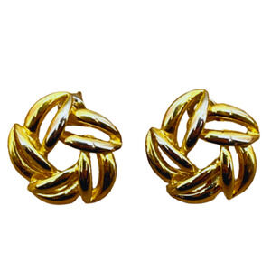 Flower Shape Starburst Stud Earrings Gold Tone Secure Lock Back Costume Jewelry